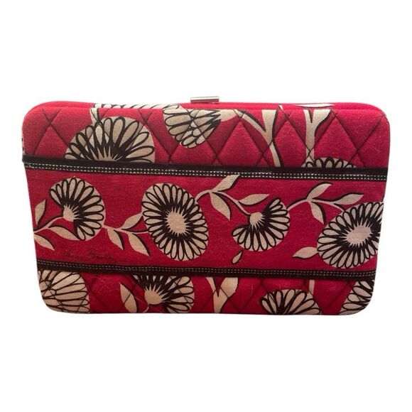 Vera Bradley‎ Deco Daisy Red Black White Pushlock Hard-sided Wallet - Picture 1 of 9